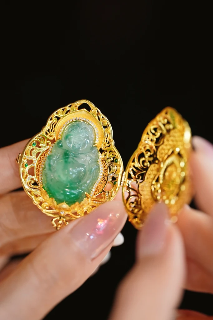 This jade Buddha pendant, featuring a versatile...