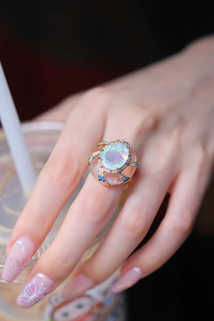 Celestial Opal Ring with Icy Kaleidoscope I've s...