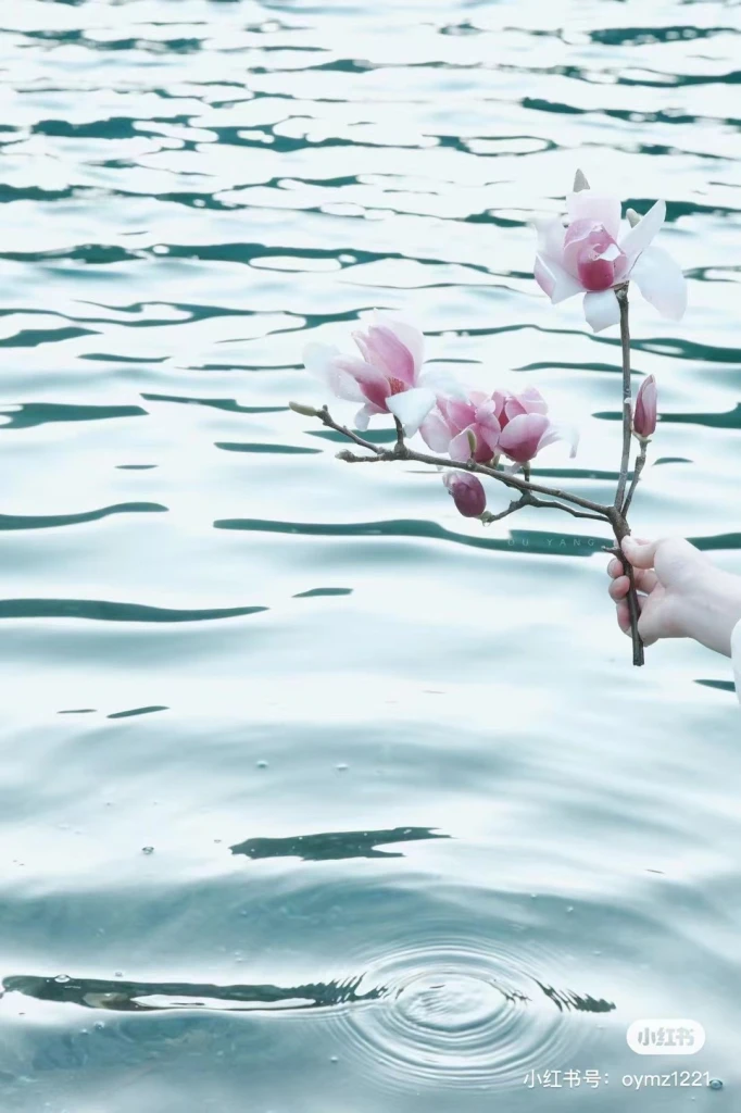 Num lago de primavera, flui um poema em prosa li...